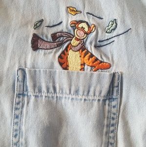 Embroidered Denim Tigger Button Up. Vintage .